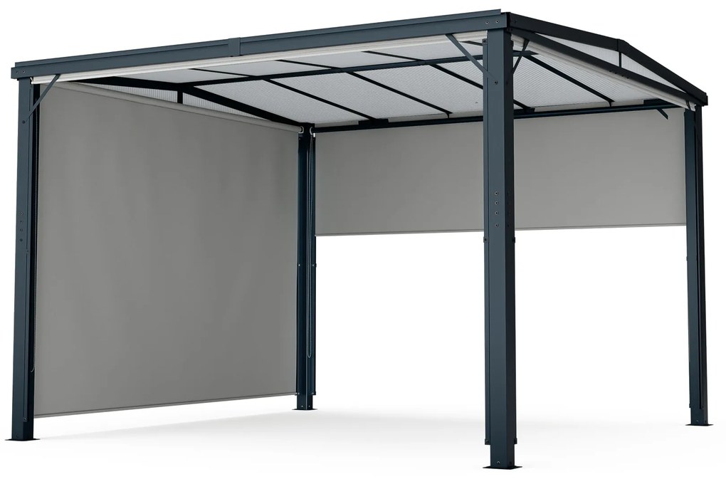 Blumfeldt Pantheon Cortina Solid Sky Pergola 3x3, időjárásálló, porszórt, oldalsó panelek
