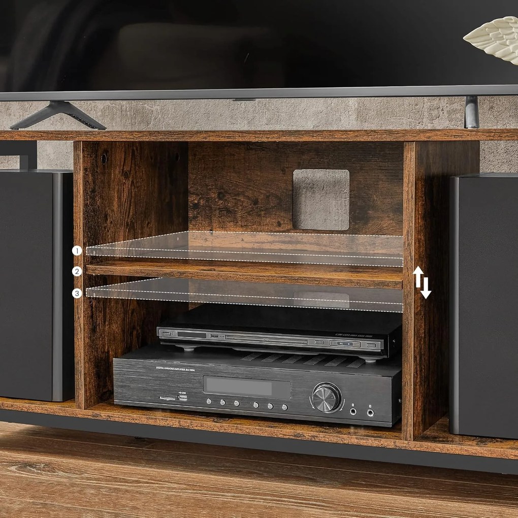 Tv-állvány 60 hüvelykes tv-ig, rusztikus barna és fekete színben