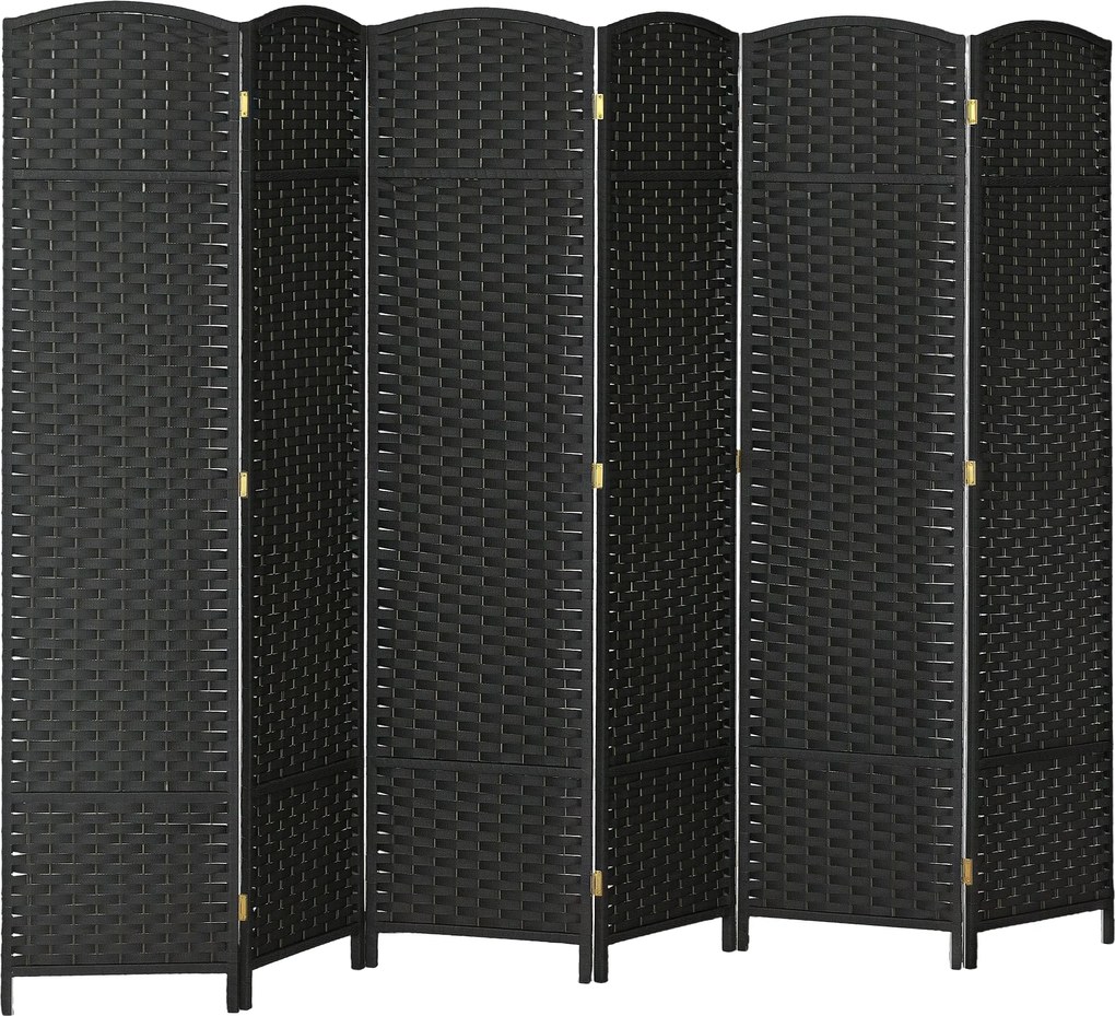 HOMCOM 6-panelos Összecsukható Szobai Elkülönítő 240x170 cm Magánéleti Képernyő Elválasztó Nappaliba, Hálószobába, Irodába Fekete | Aosom
