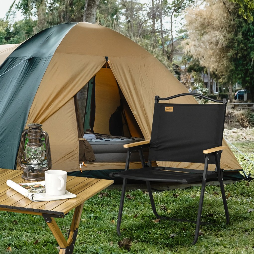 Outsunny Horgász Szék, Összecsukható Kemping Szék Karfával - Oxford Szövet és Acél Váz - 54 x 59 x 78 cm - Fekete | Aosom