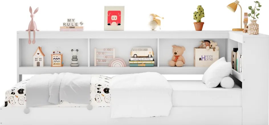 Ágy ágyráccsal, fehér, 90x200, TOSIA