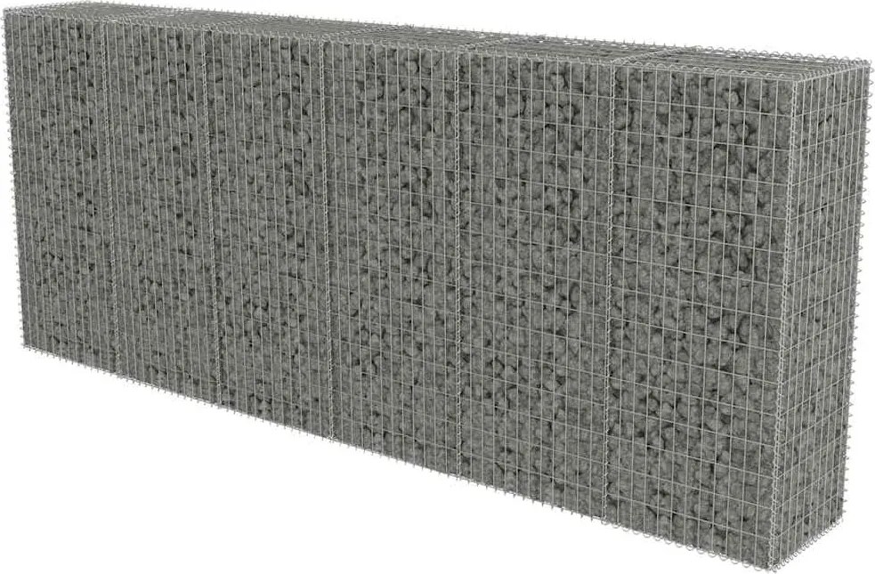 vidaXL horganyzott acél gabion fal fedéllel 300 x 50 x 150 cm