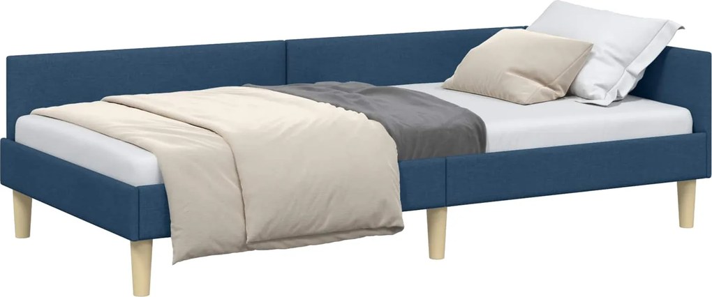 vidaXL Sarokágy keret fejtámlával Kék 80 x 200 cm szövet