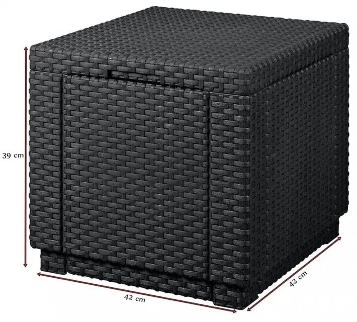 Ice Cube multifunkciós tároló, asztal és puff grafit színben