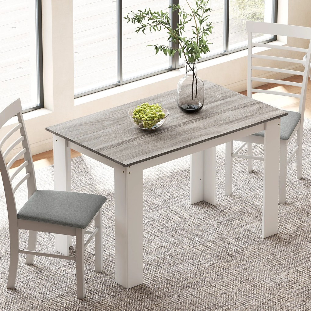 HOMCOM 4-6 Fős Étkezőasztal, Téglalap alakú Konyhaasztal Modern Stílus, Max Teherbírás 50 kg, 120x69x75 cm, Szürke és Fehér | Aosom
