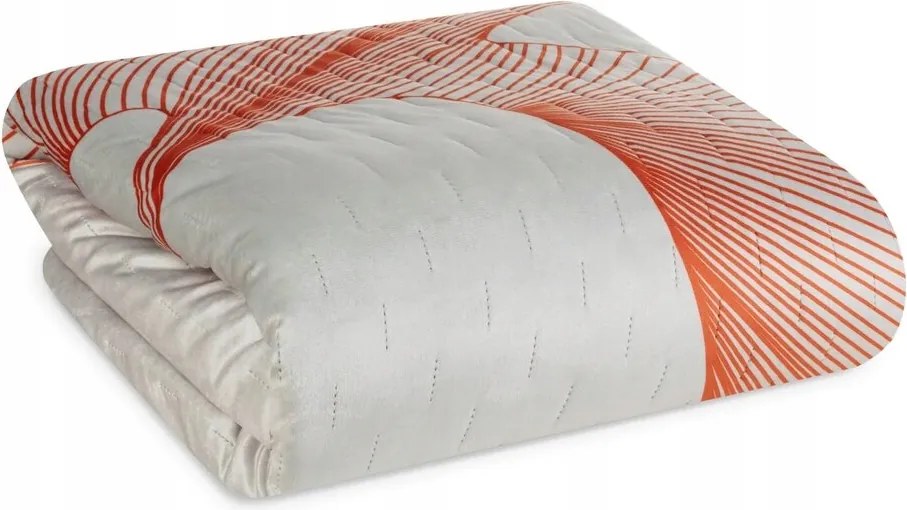 Dekoratív ágytakaró Lea 220x240 natúr narancssárga steppelt daru