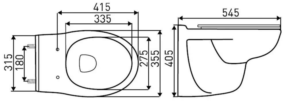 DORIS fali rimless WC soft close ülőkével