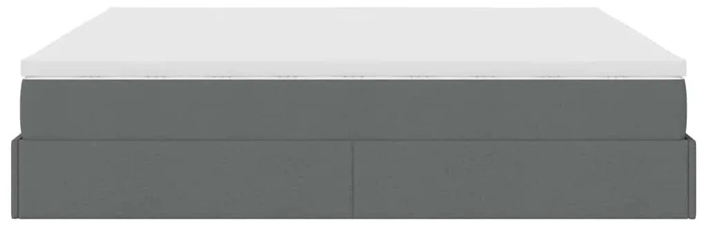 Ottomán ágykeret matracokkal Sötét szürke 200x200cm szövet