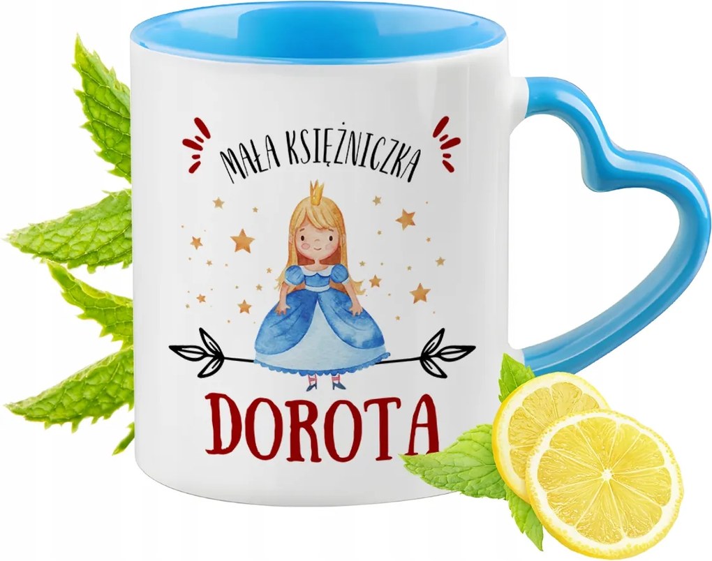 Kék bögre szív alakú füllel Dorottya számára Ideális Ajándék