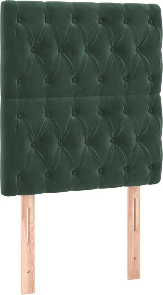 sötétzöld bársony fejtámla 80x7x118/128 cm