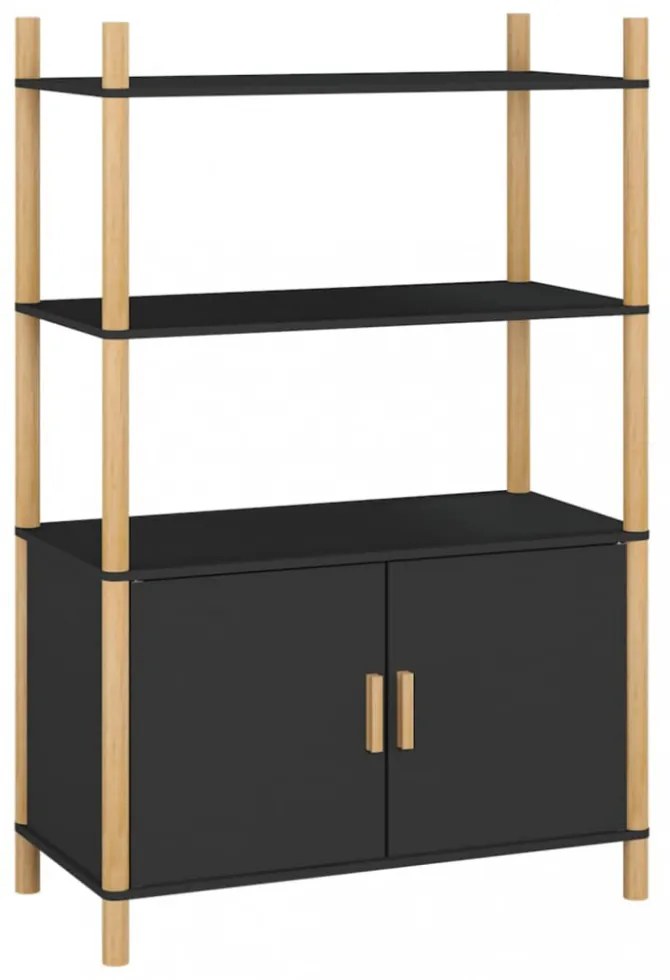 fekete szerelt fa magasszekrény 80x40x121 cm