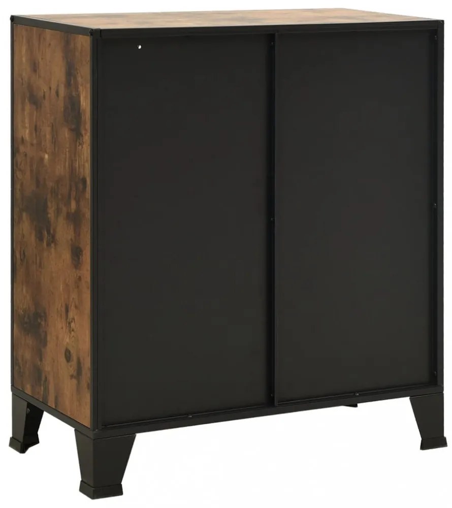 2 db rusztikus barna fém és MDF tárolószekrény 72 x 36 x 82 cm