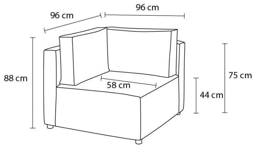 Világosszürke kordbársony kanapé modul (variálható) Nihad modular – Bobochic Paris