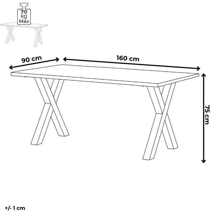 Tömör Tölgy Étkezőasztal 160×90 cm. DUB – DS-X160