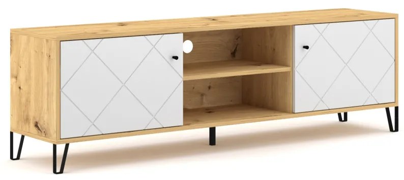 TV szekrény Artisan tölgy / fehér színkombinációban – BILBAO BO02