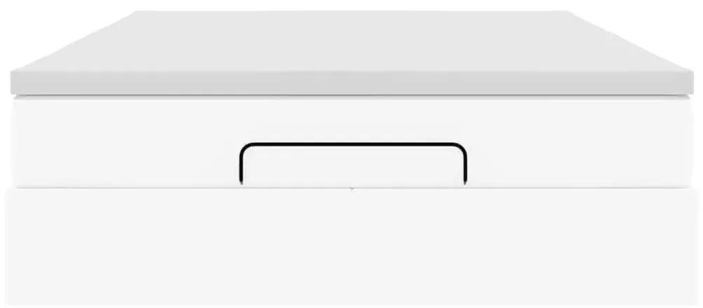 Ottomán ágykeret matraccal fehér 140x190 cm műbőrrel