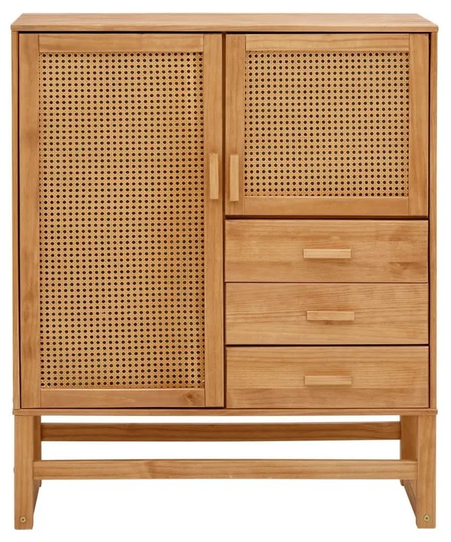 Jolene borovi fenyő komód rattan ajtókkal, szélesség 90 cm - Støraa
