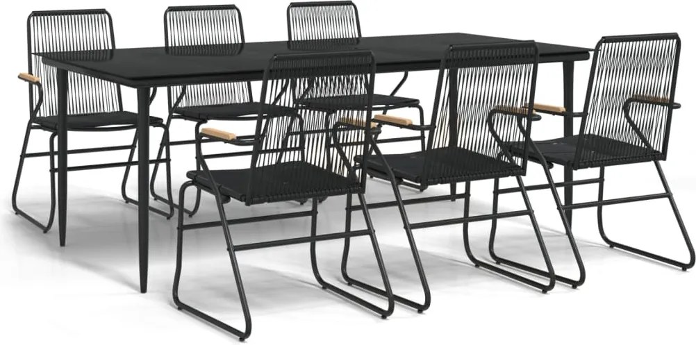 vidaXL 7 részes fekete PVC rattan kerti étkezőgarnitúra