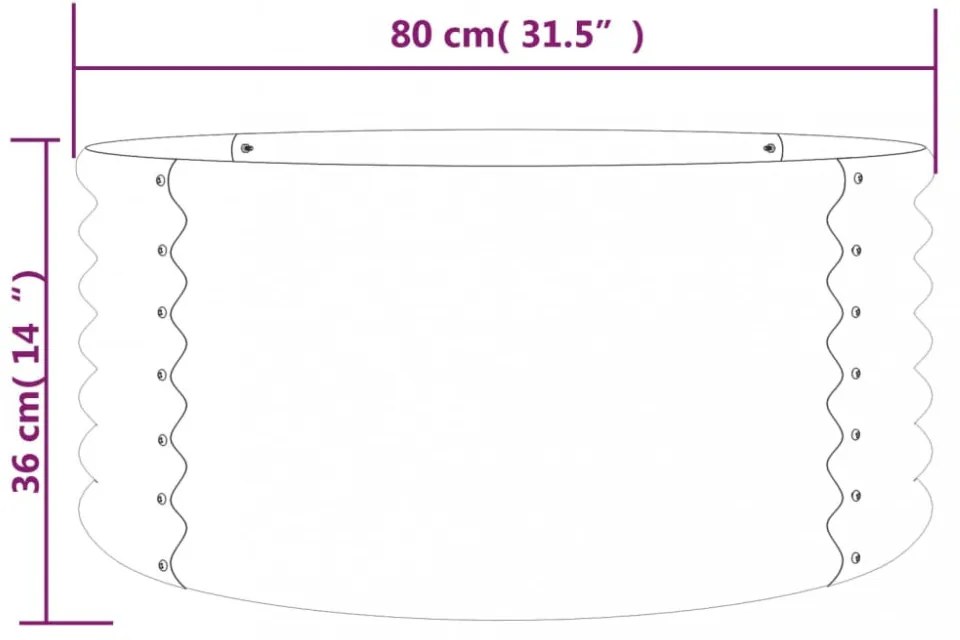 vidaXL antracitszürke porszórt acél kerti ültetőláda 80 x 80 x 36 cm