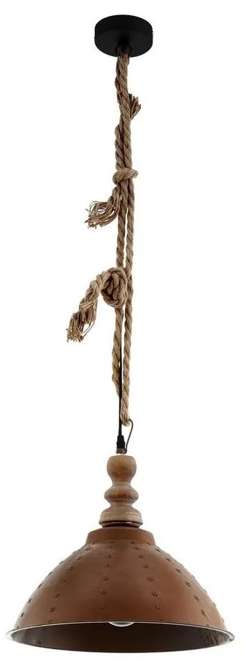 Eglo 33026 - Csillár zsinóron RIDDLECOMBE 1xE27/60W/230V barna patina