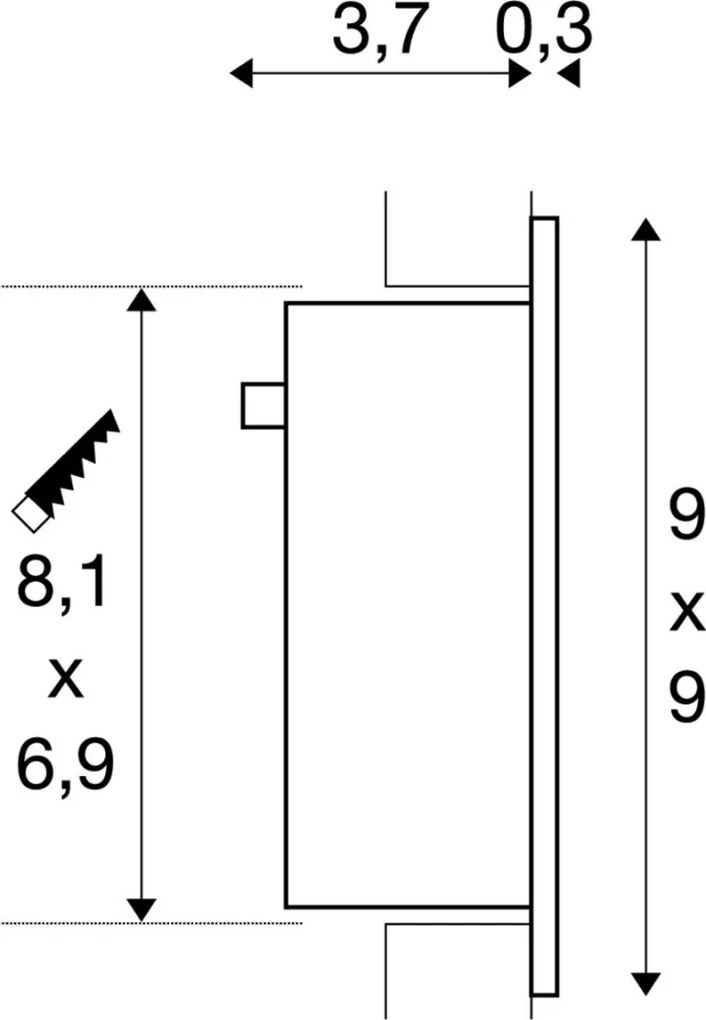 SLV FRAME CURVE 111292 Beépíthető lépcsőházi lámpa 1x1W/LED 3000K 60LM IP20