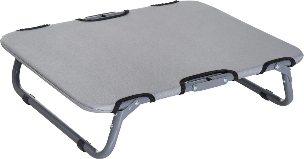 PawHut Kültéri Kutya Ágy, Összecsukható Emelt Kisállat Ágy, Hűsítő Kutya Ágy Acél Vázon, 59 x 46 x 15 cm, Szürke | Aosom