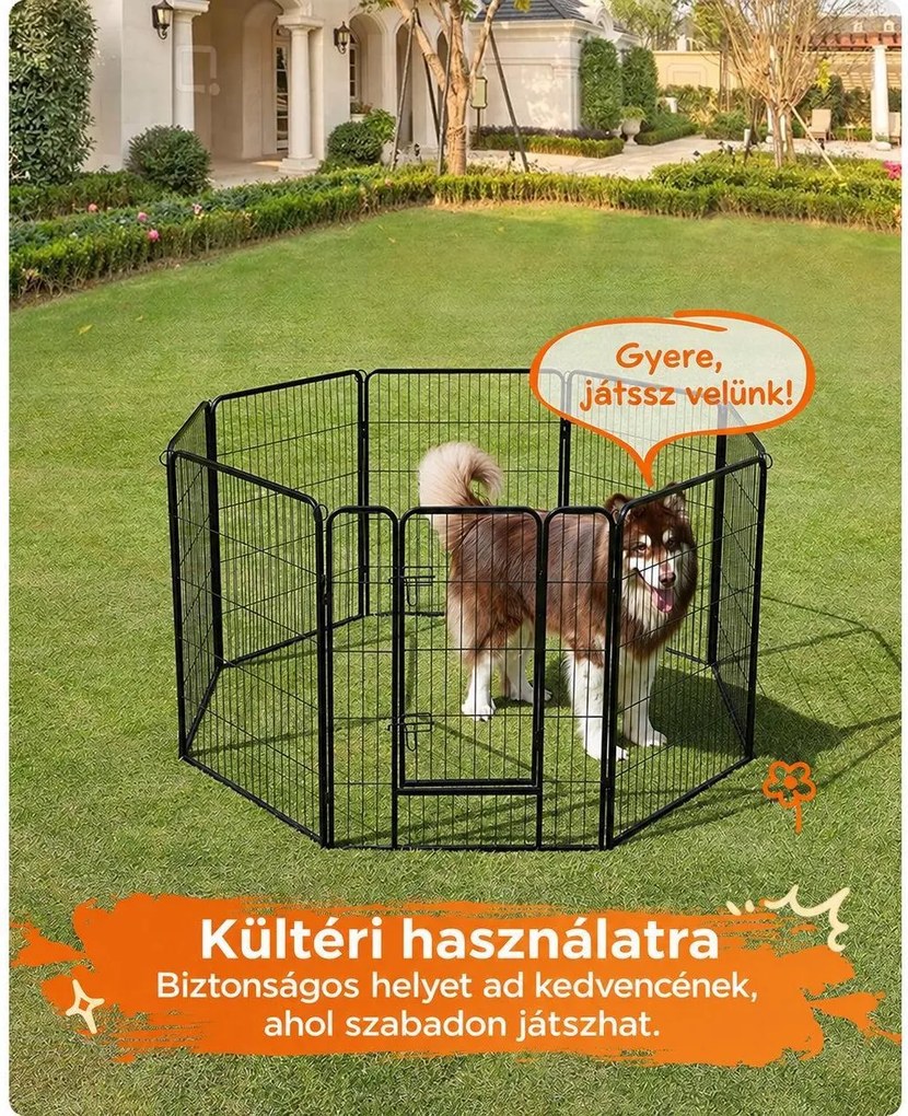 FEANDREA 8 paneles kutyakifutó és kisállat járóka, 80 x 100 cm-es elemekkel, beltérre és kültérre