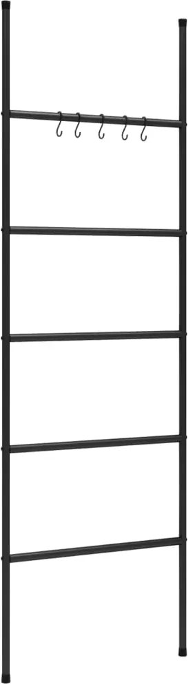 vidaXL 5 szintes fekete vas törölközőtartó létra 58 x 175 cm