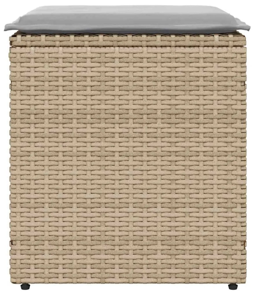 2 db bézs polyrattan kerti szék párnával 40x40x43 cm