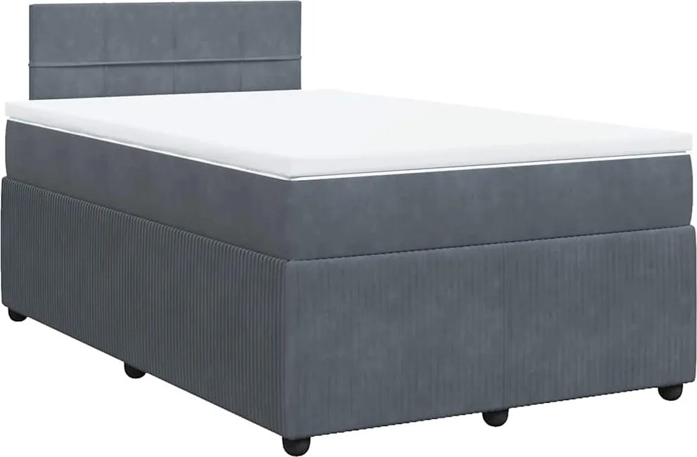 vidaXL sötétszürke bársony rugós ágy matraccal 120x190 cm