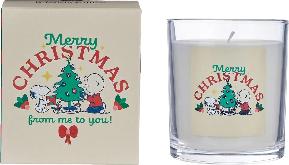 PEANUTS gyertya üvegben 9cm , Snoopy és Charlie