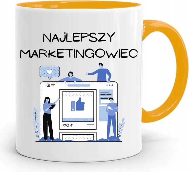 Marketingeseknek Marketing Bögre Sárga Ajándék fényképes nyomtatással