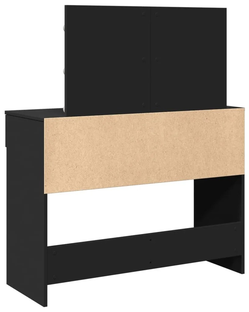 fekete LED-es fésülködőasztal 100 x 40 x 120 cm