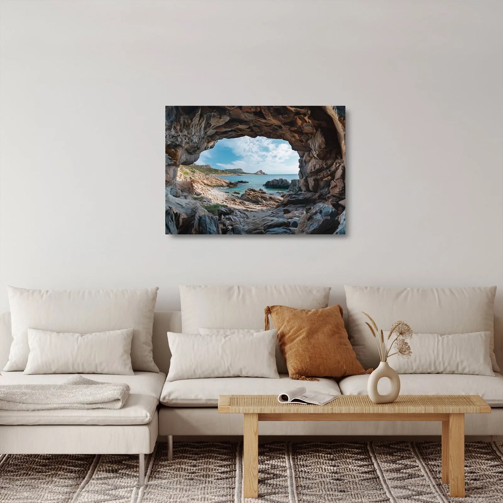 Üveg kép - Barlang a tenger mellett (70x50 cm)