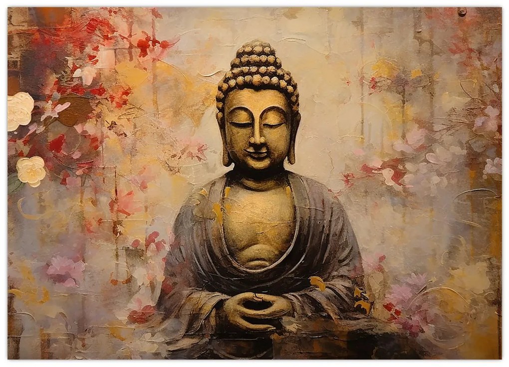 Üveg kép - Buddha, festészet (70x50 cm)