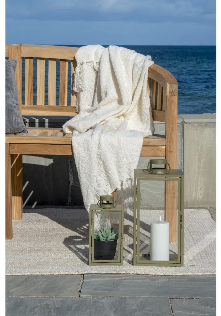 Korfu dekorációs lámpások, fém/üveg, zöld, 2 darabos készlet