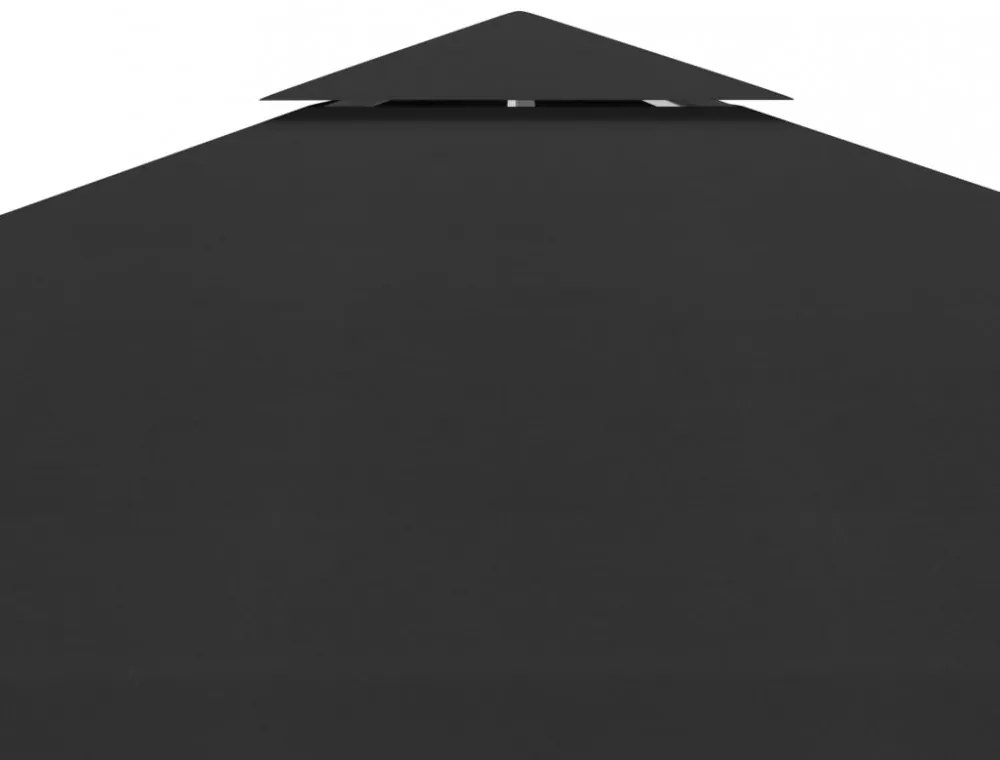 fekete kétszintes pavilon-tetőponyva 310 g/m² 3 x 3 m