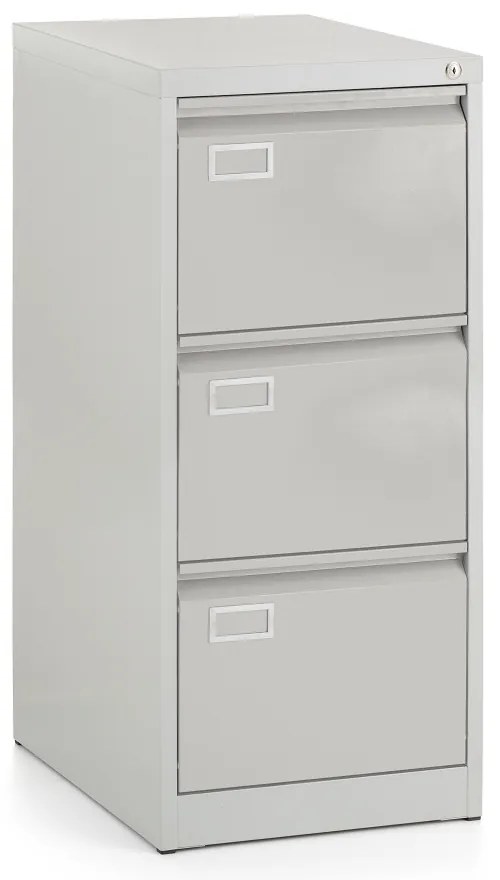 Fém iratszekrény A4 - 3 fiókos, 45,5 x 62 x 101,5 cm, hengerzár, világosszürke - ral 7035