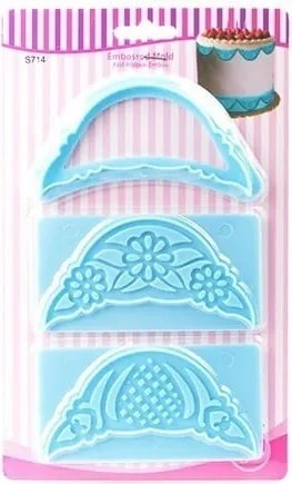 Cukormáz kiszúró készlet, csipke minta, 3 darabos