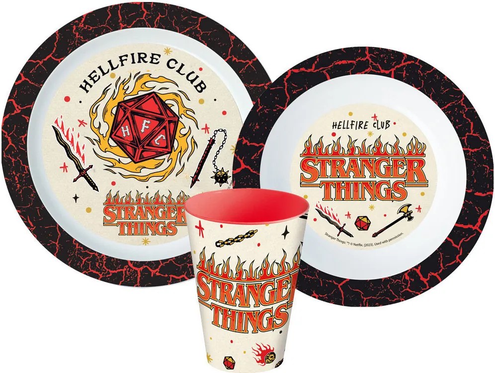 Stranger Things Upside Down étkészlet, micro műanyag szett, pohárral 260 ml