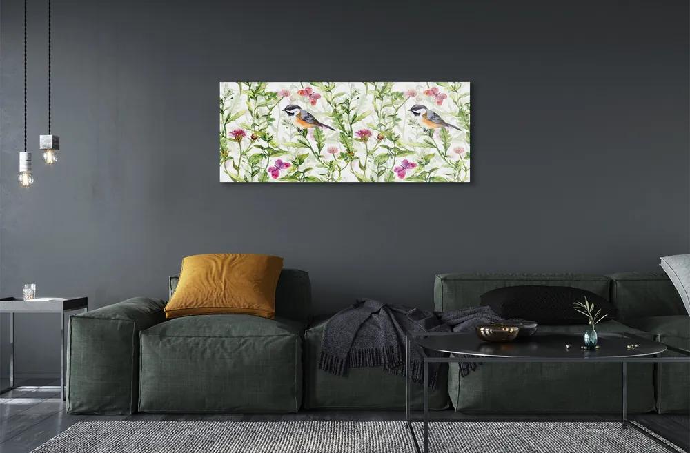Üvegképek Festett madár a fűben 100x50 cm