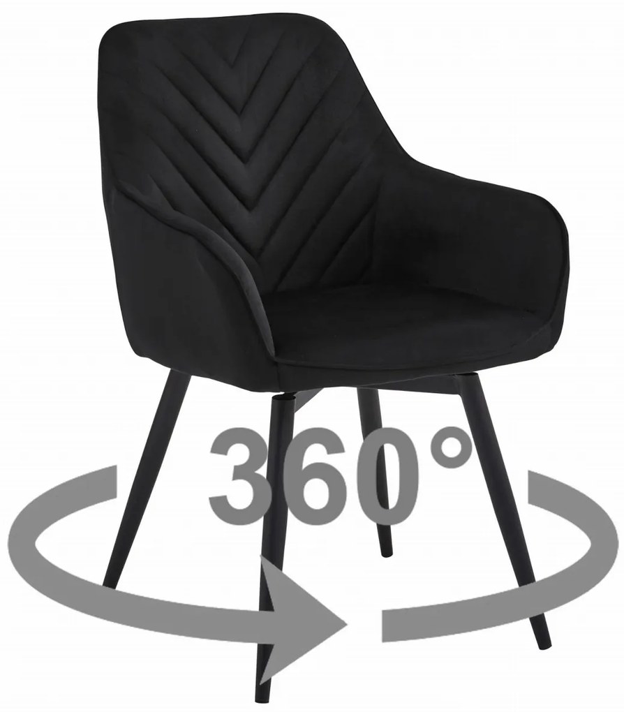 NANA360 VELVET fekete forgó étkezőszék