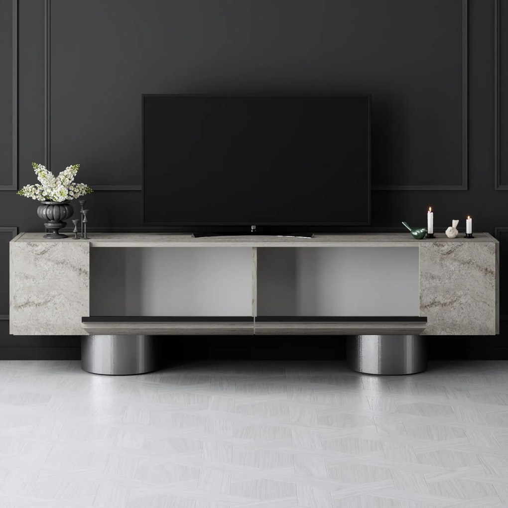 TV szekrény Bohem - Travertine, Silver