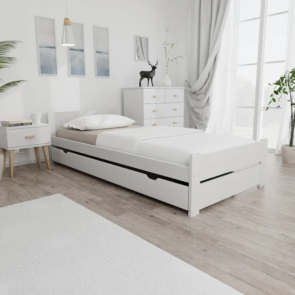 Ágy IKAROS DOUBLE 90 x 200 cm, fehér Matrac: Matrac nélkül, Ágyrács: Ágyrács nélkül