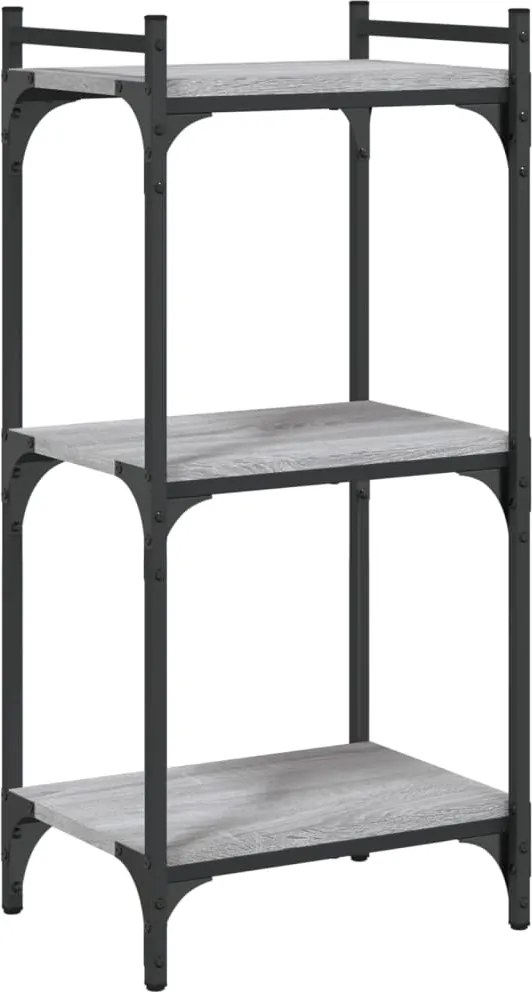 vidaXL 3 szintes szürke sonoma szerelt fa könyvespolc 40 x 30 x 86 cm