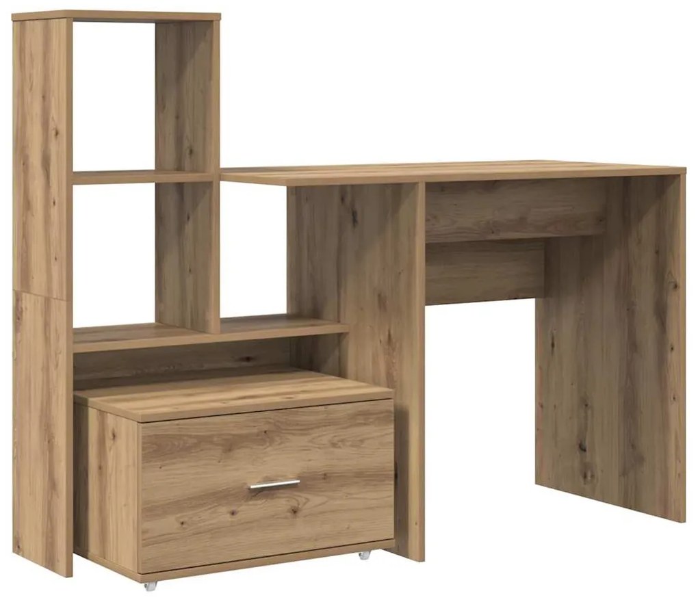 Asztal fiókkal kézműves tölgy 131.5 x 50 x 106.5 cm Faanyag