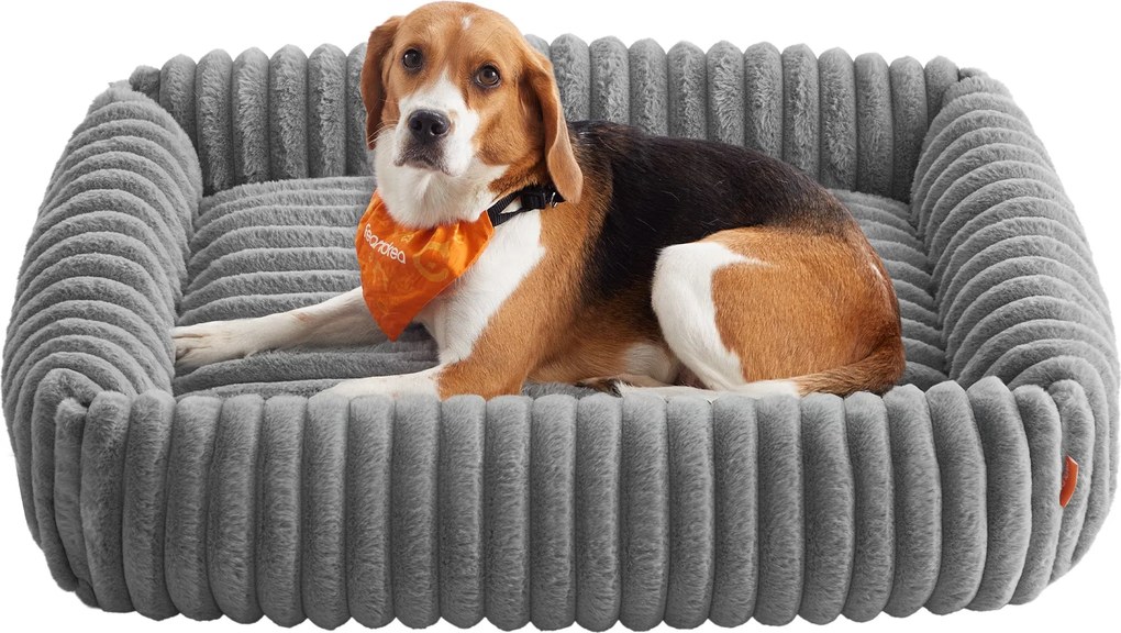 Nagy kutyafekhely, puha párnázással, mosható, 91 x 68 x 18 cm, galambszürke