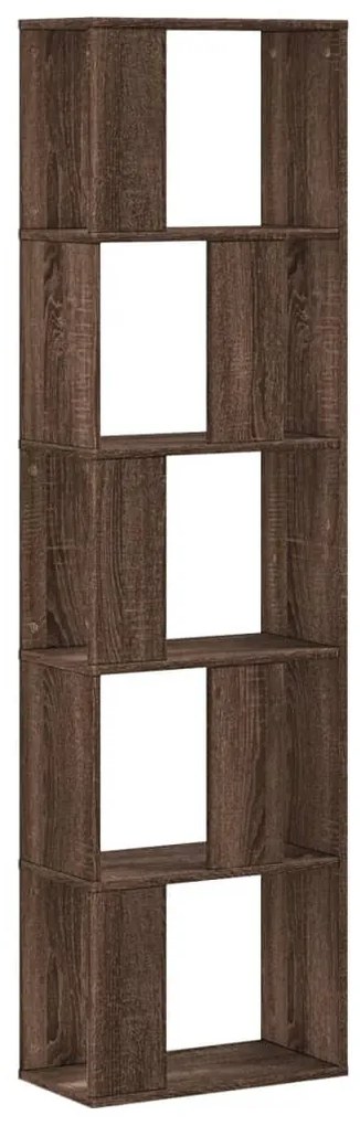 5 szintes barna tölgy szerelt fa könyvespolc 45x23,5x162,5 cm
