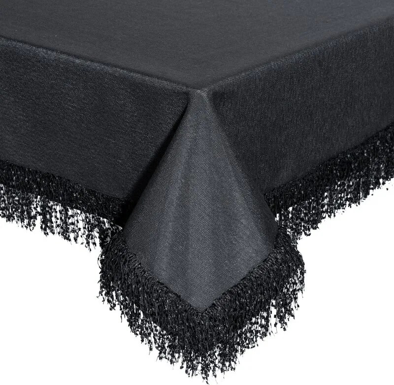 Kerek Abrosz Jasper Bolyhos Rojtokkal Díszítve 140x220 cm Fekete