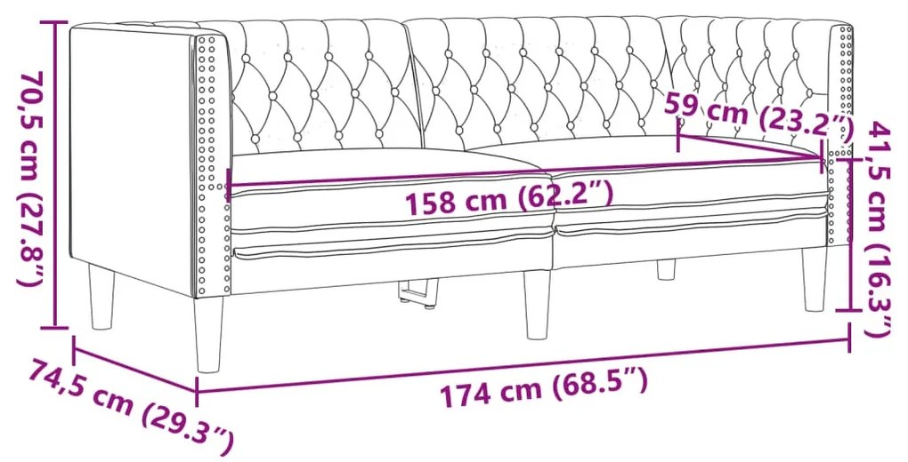 3 részes barna műbőr Chesterfield kanapégarnitúra